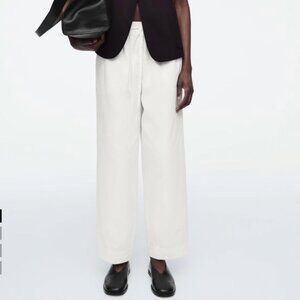 COS Cotton Tapered Drawstring White Pants